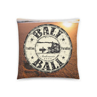 Coussin Logo vintage Bali et coucher de soleil Home Travel World Store