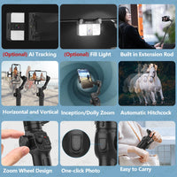 Stabilisateur à cardan 3 axes portable, avec suivi intelligent (AI) Home Travel World Store