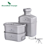 Boundless Voyage Titanium Canteen Cooking Set Outdoor Camping Cookware Canteen Cups Set Ultralight Mess Kit Ti2049C Home Travel World Store