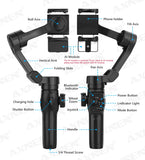 Stabilisateur à cardan 3 axes portable, avec suivi intelligent (AI) Home Travel World Store