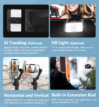 Stabilisateur à cardan 3 axes portable, avec suivi intelligent (AI) Home Travel World Store