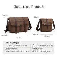 Sac à bandoulière vintage en toile Aventurière Home Travel World Store