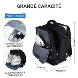 Sac à dos, grande capacité, étanche, pour ordinateur portable avec USB Home Travel World Store