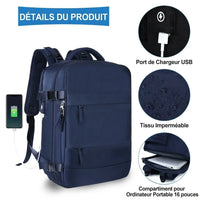 Sac à dos, grande capacité, étanche, pour ordinateur portable avec USB Home Travel World Store