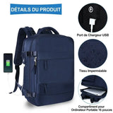 Sac à dos, grande capacité, étanche, pour ordinateur portable avec USB Home Travel World Store