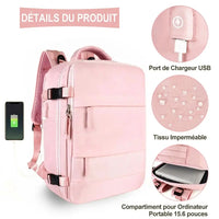 Sac à dos, grande capacité, étanche, pour ordinateur portable avec USB Home Travel World Store