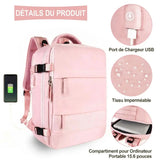 Sac à dos, grande capacité, étanche, pour ordinateur portable avec USB Home Travel World Store