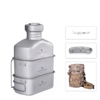 Boundless Voyage Titanium Canteen Cooking Set Outdoor Camping Cookware Canteen Cups Set Ultralight Mess Kit Ti2049C Home Travel World Store