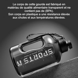 Gourde graduée avec poignée 2.7 Litre, Voyage, Randonnée, Camping, Sport Home Travel World Store