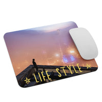 Tapis de souris life style Ville dans la brume et grimpeur urbain Home Travel World Store