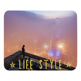 Tapis de souris life style Ville dans la brume et grimpeur urbain Home Travel World Store