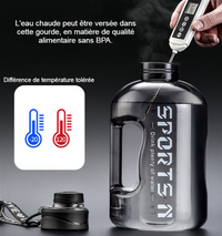 Gourde graduée avec poignée 2.7 Litre, Voyage, Randonnée, Camping, Sport Home Travel World Store