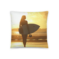 Coussin premium (Surfeuse sunset) Home Travel World Store