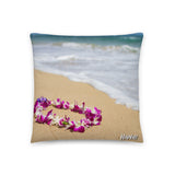 Coussin premium Hawaii (coucher de soleil et collier de fleurs tropicale) Home Travel World Store