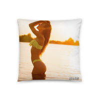 Coussin premium Hawaii (Femme et Honolulu au coucher du soleil) Home Travel World Store