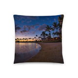 Coussin premium Hawaii (coucher de soleil et collier de fleurs tropicale) Home Travel World Store