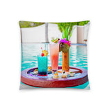 Coussin premium Maldives (Cocktail tropical et coucher de soleil sur bungalow) Home Travel World Store