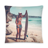 Coussin premium (Surfeuse Californie) Home Travel World Store