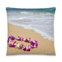 Coussin premium Hawaii (coucher de soleil et collier de fleurs tropicale) Home Travel World Store