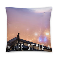 Coussin Life Style ( Ville dans la brume et grimpeur urbain ) Home Travel World Store