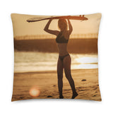 Coussin premium (Surfeuse sunset) Home Travel World Store