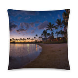 Coussin premium Hawaii (coucher de soleil et collier de fleurs tropicale) Home Travel World Store