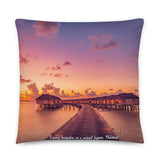 Coussin premium Maldives (Coucher de soleil sur bungalow de luxe) Home Travel World Store