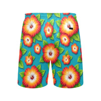 Short de plage hommes (Fleurs d'hibiscus) Inkedjoy