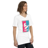 T-shirt Femme Manches Courtes Col V ( Surf ) Home Travel World Store