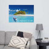 Poster ( Îlot paradisiaque dans lagon, Polynésie ) FR Home Travel World Store