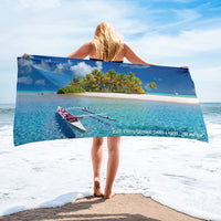 Serviette prémium ( Îlot paradisiaque dans lagon, Polynésie ) FR Home Travel World Store