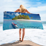 Serviette prémium ( Îlot paradisiaque dans lagon, Polynésie ) FR Home Travel World Store
